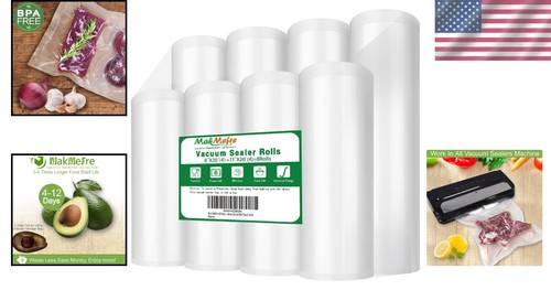 Custom Sized Vacuum Seal Bags - 8"x20' & 11"x20' Rolls for Food Preservation - Picture 2 of 9