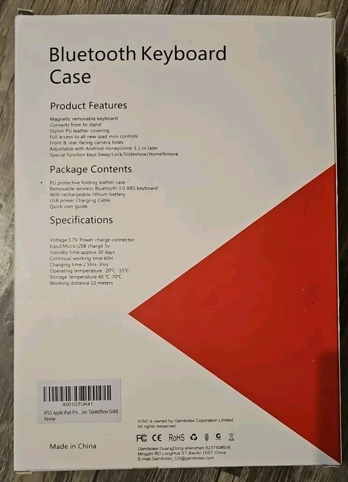 IVSO Wireless Magnetic Bluetooth Keyboard Case Cover Rose for iPad Pro Tablet - Image 2 of 4