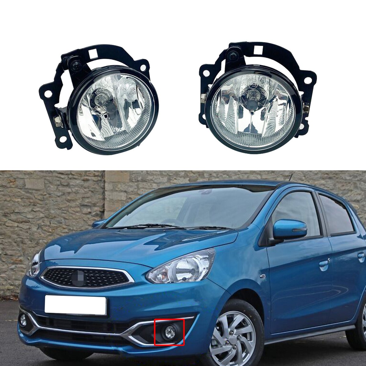 1 Pair Front Driving Fog Lights Lamp For Mitsubishi Mirage