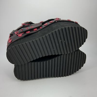 YRU Qozmo Shoes Womens Size 7 38 Black Pink Heart Platform Goth