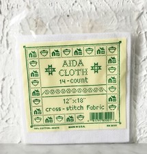 Aida 14 Count White Cross Stitch Fabric 100 Cotton - 12" x 18"
