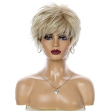Short Bob Pixie Cut Wig Synthetic Natural Hair Daily Layered Hair Wigs for Women