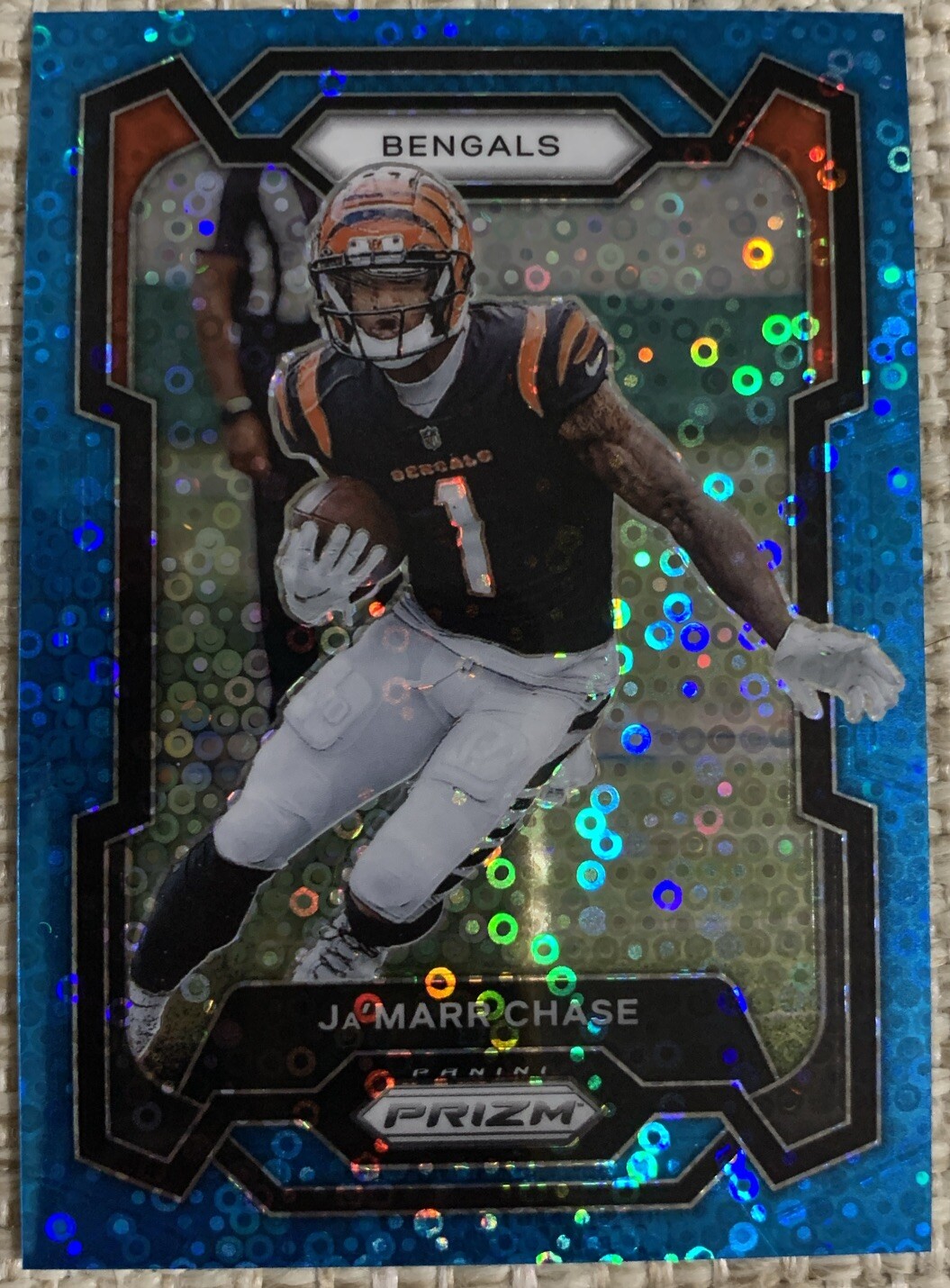 2023 Panini Prizm Prizms No Huddle Blue #56 Ja'Marr Chase /95