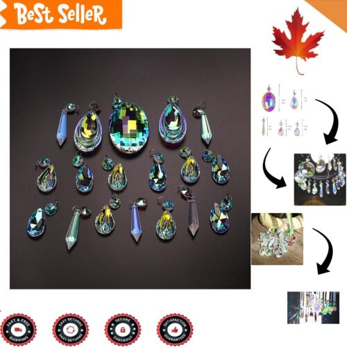 18pcs Colorful Crystal Glass Prisms - Octagon Bead Chandelier Hanging Pendants - Picture 1 of 11