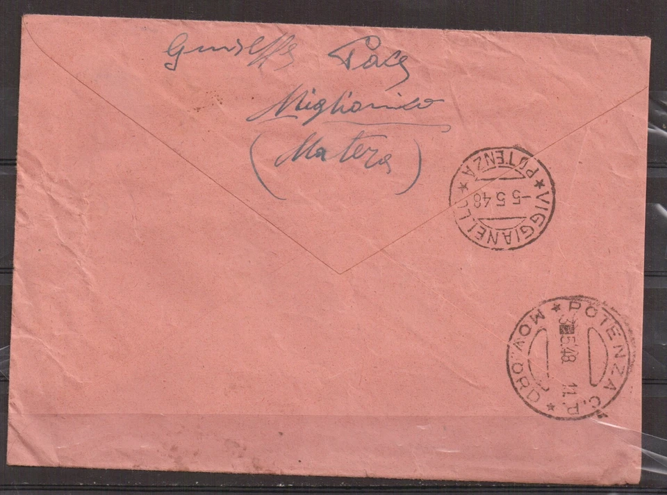 (cl427) Busta £ 10 (£3x2+£4) x VIGGIANELLO, 2C”MIGLIONICO/3.5.48” v. descr - Immagine 2 di 2