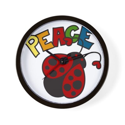 CafePress Peace 10'' Quartz Analog Battery-Powered Modern Wall Clock (1161395273)