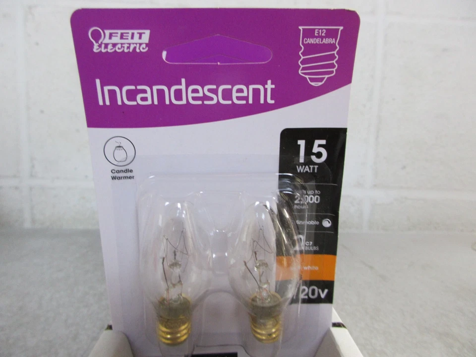 Feit Electric 15-Watt C7 E12 Candelabra Dimmable Candle Warmer Light Bulb 24PK - Image 4 of 4