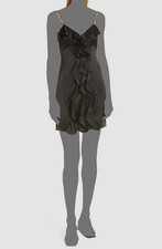 $495 Alice + Olivia Women's Black Ruffled Sweetheart Neck Mini Dress Size 4