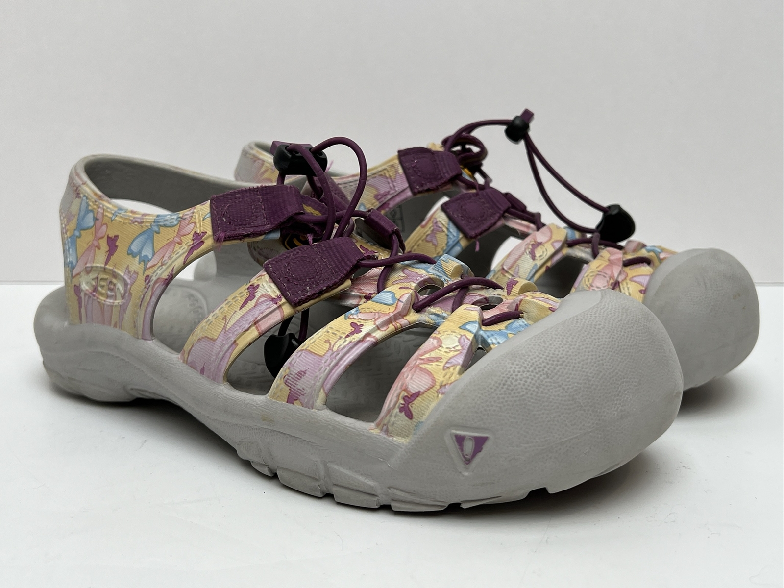 Sandali KEEN gomma punta chiusa cordino farfalle viola da ragazza taglia 5