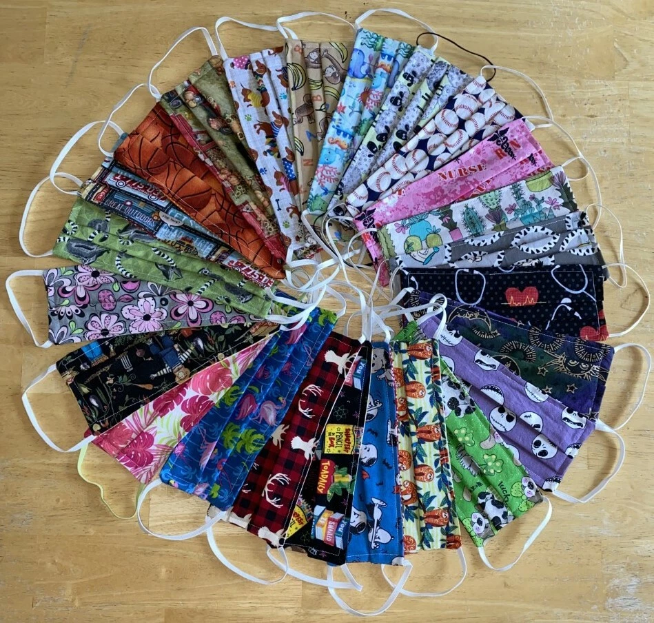 Handmade Adult Cloth Face Mask Washable Reusable Reversible Cotton pick design - Image 3 of 3