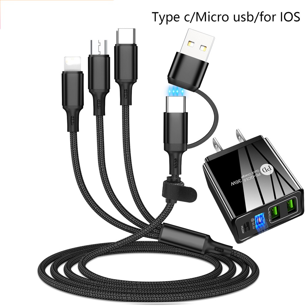 3-in-1 Fast Charging Cable for iPhone, Type C, and Micro USB