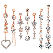 5-9PCS 14G Surgical Steel Belly Button Ring Clear CZ Navel Stud Barbell Piercing