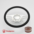 14" Billet Aluminum 9 Hole Steering Wheel Kit w/ Horn Button & Adapter