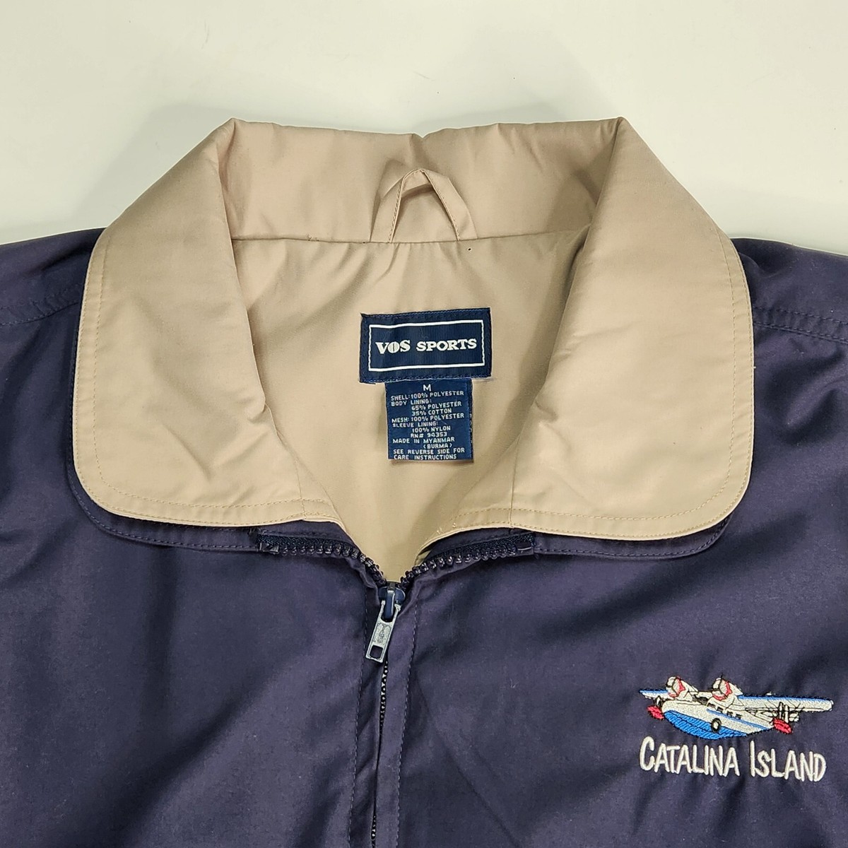 VOS Sports Jacket Mens M Lined Full Zip Flight Sail Catalina