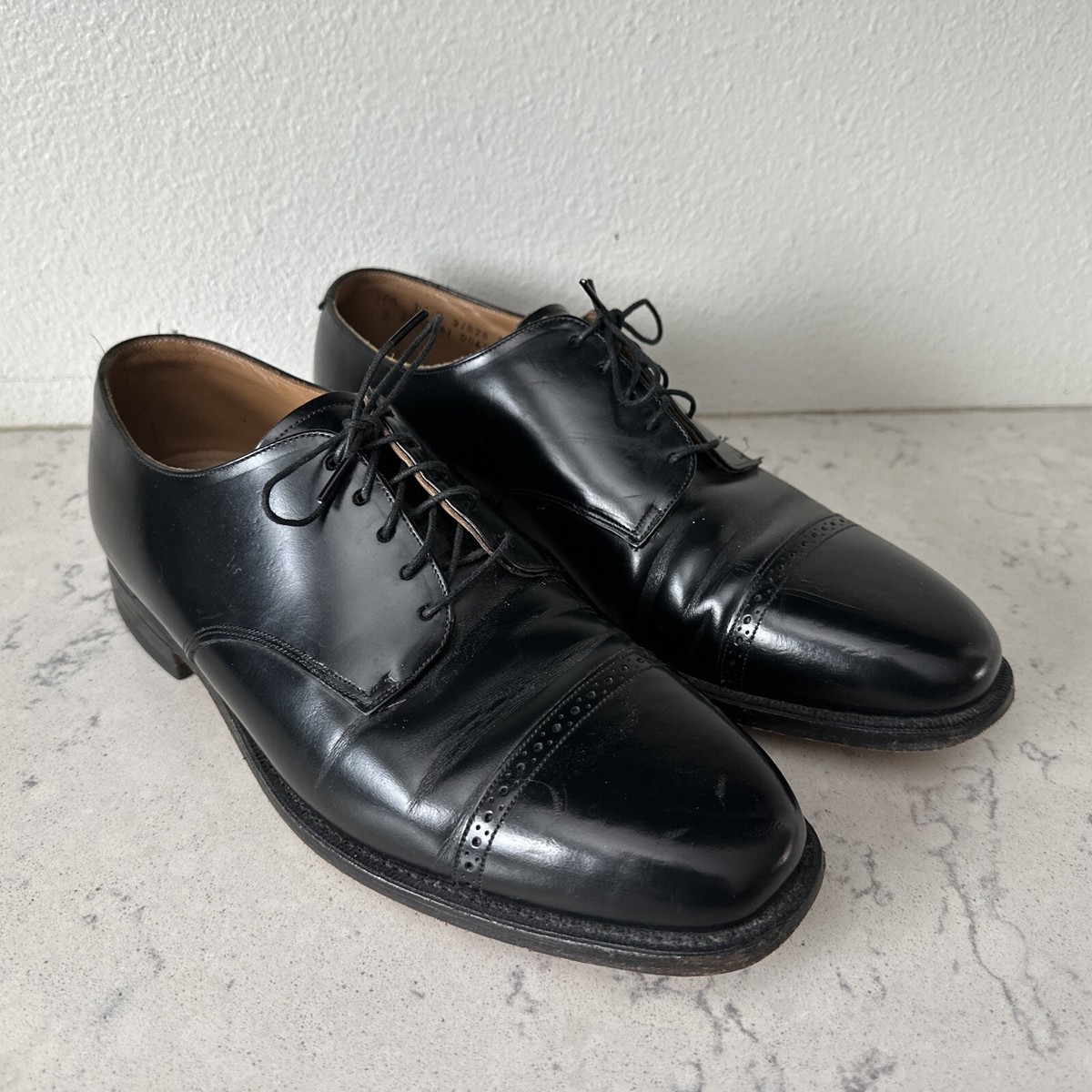 Johnston & Murphy Black Leather Melton Optima Cap Toe Lace  display picture 1