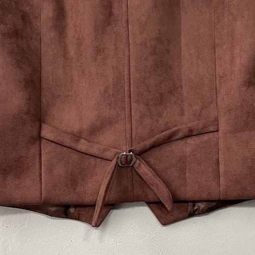 Paul Jones Mens Size Large Brown Faux Suede Vest Suit Waistcoat Western Cowboy - Picture 6 of 10