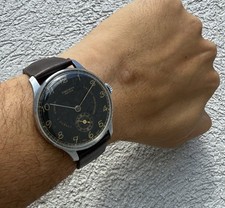 Orologio Jumbo Vintage Cuervo y Sobrinos Precision Prima Quadrante Nero c.1950