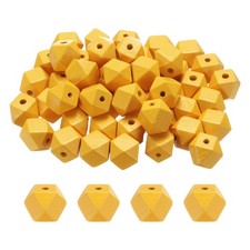 50pcs 16mm Orange Geometric Wood Beads 3.6mm Large Hole for Jewelry Making