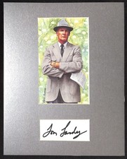 Tom Landry Signed Cut Index Card Auto Matted with Perez-Steele HOF Card PSA LOA