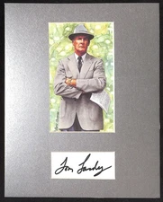 Tom Landry Signed Cut Index Card Auto Matted with Perez-Steele HOF Card PSA LOA