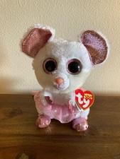 Ty Beanie Boo Nina the white mouse 6 inch Great used condition 202-