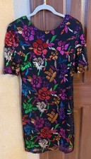 Joseph Ribkoff 244180 Black Multi Knee Length Sheath Dress w/Sequins Size 8-NWT