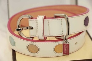 Vintage Coach Leather Dog Collar & Leash, Signature Polka-dot Large 17-21in 2004