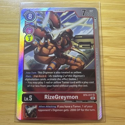 RizeGreymon BT4-017 02 SR Textured Foil Digimon CCG | Resurgence Booster NM
