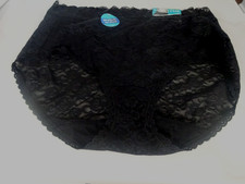 Vintage Vanity Fair Nylon BLACK Panty Style 13281 Lace Detail Size 8/XL