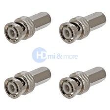 BNC Twist On Connector RG6 CCTV Coax Cable Adapter Coaxial Male - LOT of 4