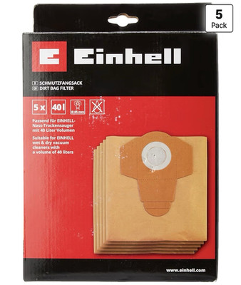 Einhell Vacuum Bag 40 Litre Suitable for Wet and Dry Vacuum Cleaner (Set of 5)