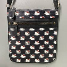 Sanrio Hello Kitty Kids Black Crossbody Purse Zipper Case/Pouch 9x8.5