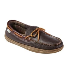SALE! Men's L.L.Bean Handsewn Slippers Flannel-Lined, Brown Medium Width