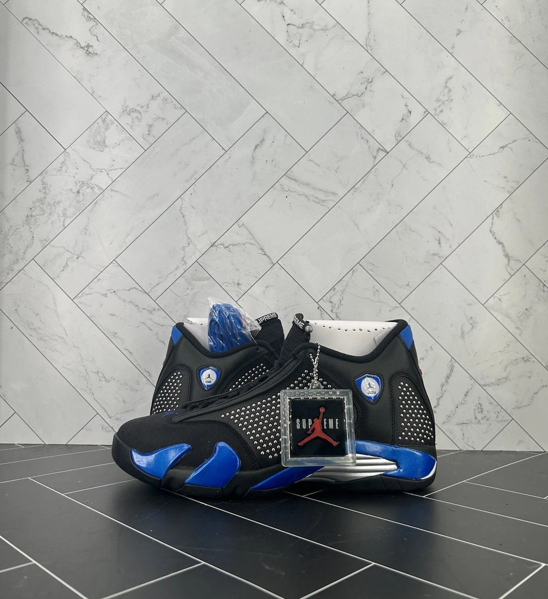 Supreme x Air Jordan 14 Retro Black Varsity Royal for Sale