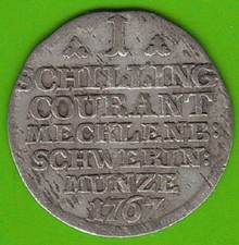 M&uuml;nze Silber Mecklenburg-Schwerin 1 Schilling 1767 sehr sch&ouml;n nswleipzig