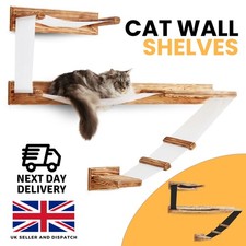 Cat Wall Shelves Large Wall Mounted Shelf Play Platform With Bed - Solid Wood UK