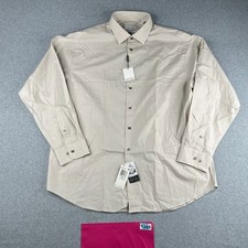 Calvin Klein Shirt 17.5 Regular Fit Ivory Casual Button Up Long Sleeve Mens New