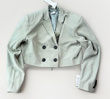 Topshop Cropped Double Breasted Blazer Jacket Sage Green Womens Size 6 NWT