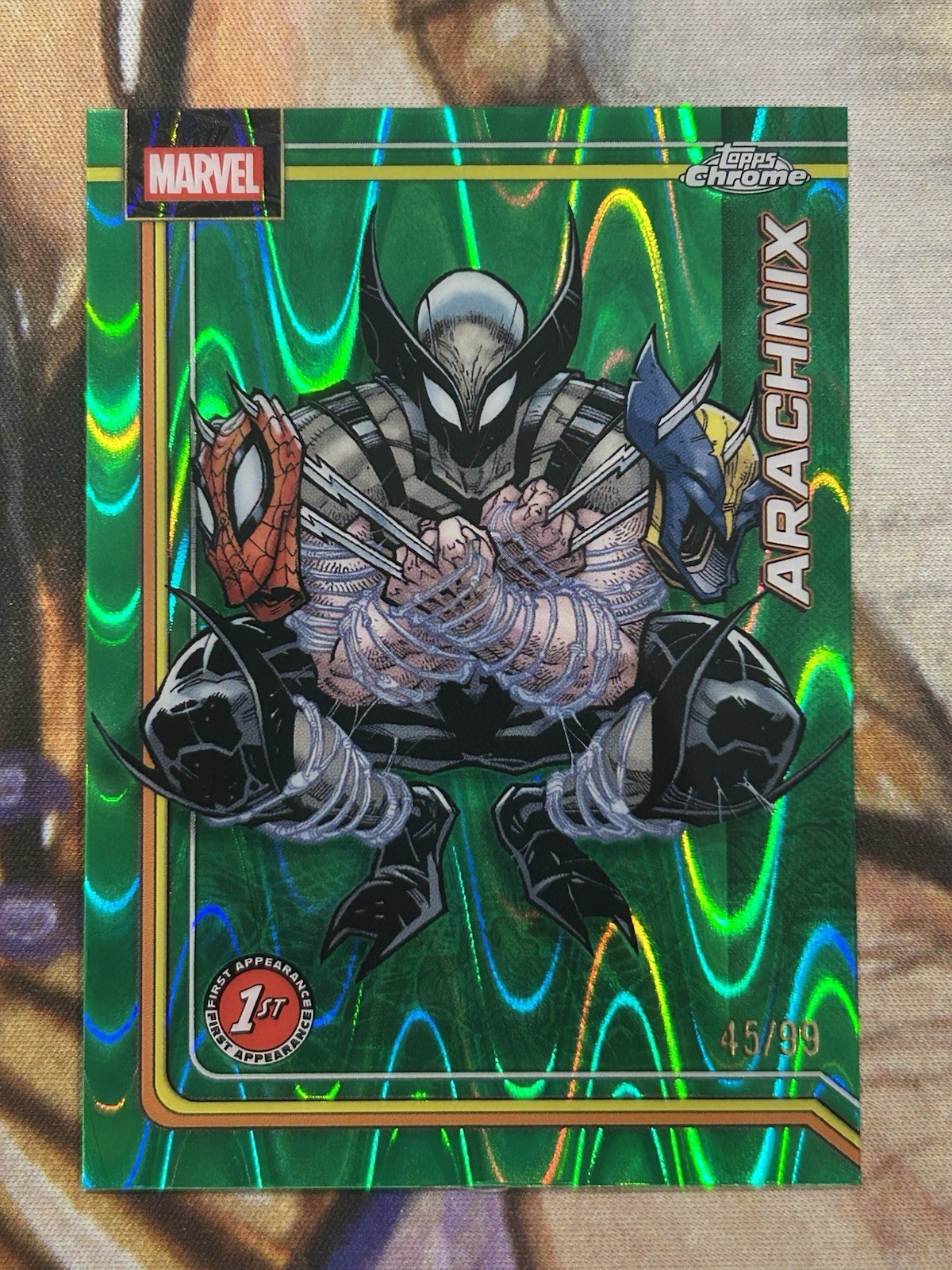 2026 Topps Chrome Marvel Arachnix #103 1st Appearance Green Wave Parallel /99 🔥