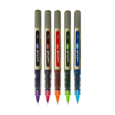 Uni Ball Eye UB 157 Fine Rollerball Pens Tropical 5 Pack Assorted Colors