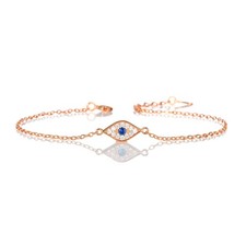 Rose Gold Plated 925 Sterling Silver Evil Eye Bracelet For Women