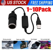 USB To 12V Car Cigarette Lighter Female Socket Converter Adapter lot Connector