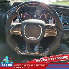 Real Carbon Fiber Steering Wheel For Dodge Charger Challenger Hellcat Srt 2015