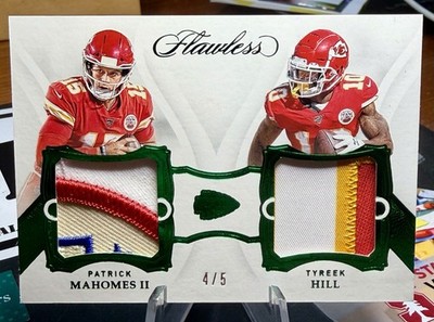 2019 Panini Flawless PATRICK MAHOMES TYREEK HILL Dual Patch Emerald /5 CHIEFS
