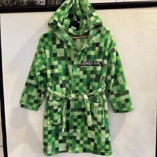 Minecraft Pixelated Blocks Creeper Face Gamer Bathrobe 9-10 Years Kids Boys
