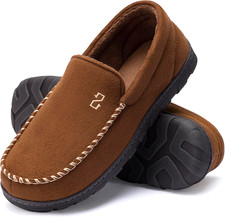 Mens Moccasin Slippers Indoor Outdoor House Slippers Warm Plush Fuzzy Memory .