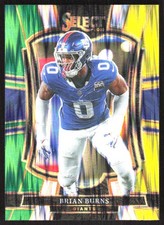 6555K 2025 Panini Select #194 Brian Burns Green and Yellow Prizm Shock
