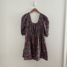 Anthropologie Pinch Dress Size L Floral Fit & Flare Babydoll Puff Sleeve Boho