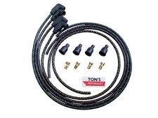 8mm Vintage Ford 8N Spark Plug Wire Set With Front Mount Distributor Cloth 4 cyl