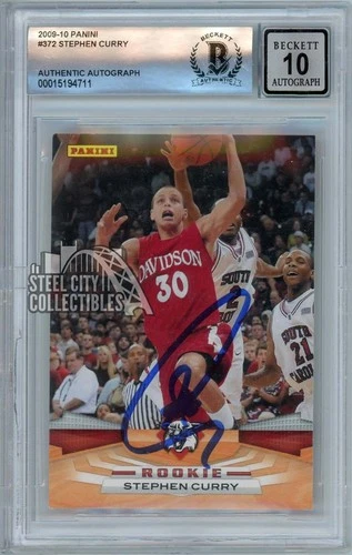 Stephen Curry 2009-10 Panini Autograph Rookie Card #372 BAS 10